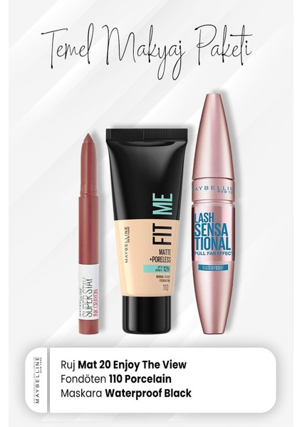 Fit Me Fondöten 110, Waterproof Maskara Black ve Crayon Mat Ruj 20 Enjoy