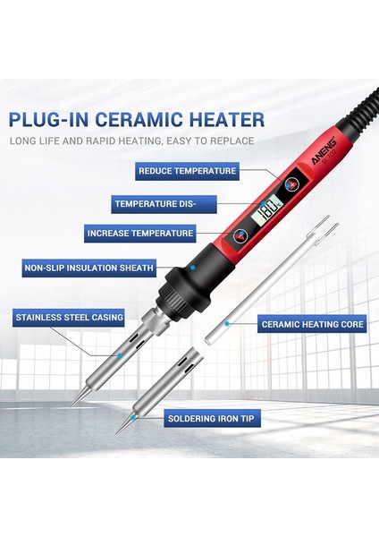 Aneng SL102 60W Dijital Elektrikli Havya Kiti Ayarlanabilir Sıcaklık Kaynak Araçları Havya Kaynakçı Ucu (Yurt Dışından) fiyatları