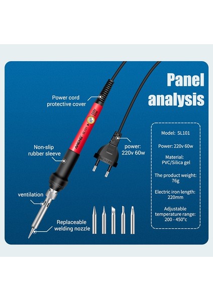 Aneng SL101 Elektrikli Havya Seti Havya Braketi Lehimleme Aleti Seti 200°C~450°C Ayarlanabilir Sıcaklık (17 Adet/takım Veya 12 Adet/takım) (Yurt Dışından) indirimleri