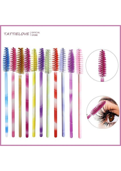 Maffıck 50 Adet Tek Kullanımlık Kirpik Fırçaları, 2022 Yeni Çok Renkli Çubuklar Maskara Fırçaları Kaş Fırçası Taşınabilir Kirpik Tarağı Kirpik Uzatma Makyaj Araçları (Yurt Dışından)