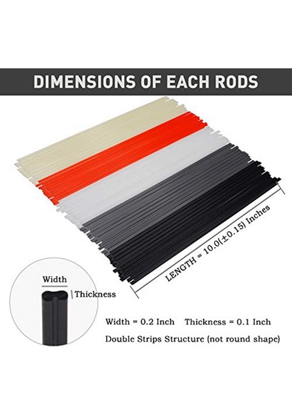 NANLIY-100 Adet Plastik Kaynak Teli Pp/pvc/ppr Araba Tamponları ve Günlük Plastik Tamir Için Plastik Kaynakçı Tamir Çubukları (Yurt Dışından) fırsatları