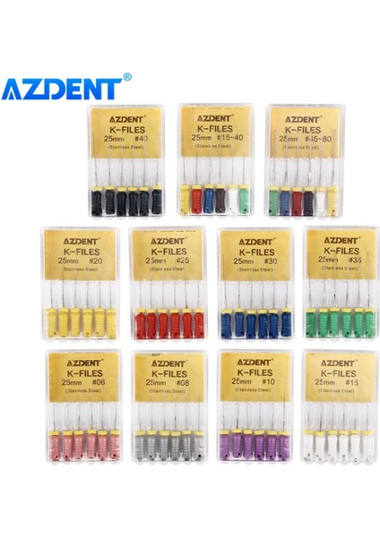 Adet/paket Azdent Diş El Kullanımı K Dosyaları 25MM Paslanmaz Çelik Endodontik Kök Kanal Dosyaları Diş Hekimi Araçları Diş Laboratuvarı Aletleri (Yurt Dışından) fiyatları