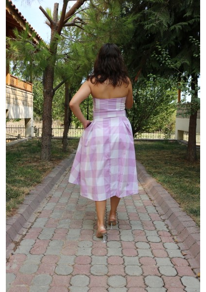 Kemerli Midi Boy Straplez Elbise fırsatları