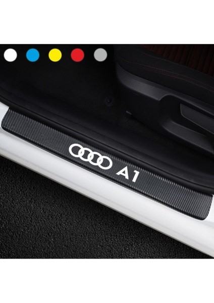 Audi A1 Için Uyumlu Aksesuar Oto Kapı Eşiği Sticker Karbon 4 Adet 001