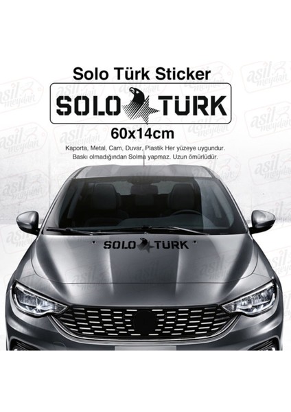 Solo Türk Yazılı Kartal Yıldız Oto Sticker Siyah 60*14 cm 001