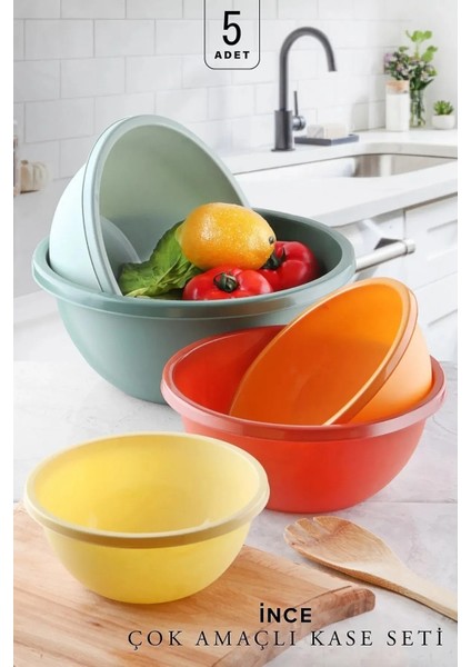 Süper 5'li Çok Amaçlı Badya Leğen Yuvarlak Saklama Kabı Karıştırma (Az Alan Kaplar) fiyatları