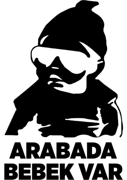 Arabada Bebek Var Oto Arka Cam Sticker Siyah 24*16 cm 001