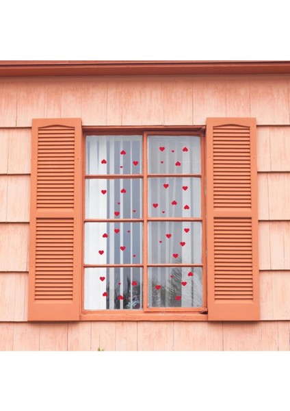 Sevgililer Günü Cam Sticker Kalp Etiket/ Sticker - Cam Vitrin Süsleme Etiket 42 Adet 001