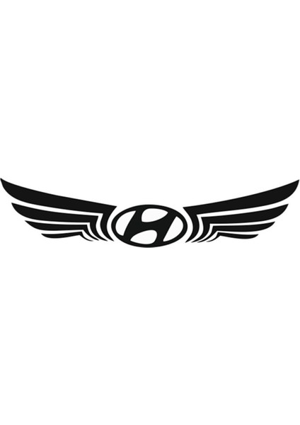 Hyundai Için Uyumlu Aksesuar Kanatlı Logo Sticker Siyah 24*6 cm 001