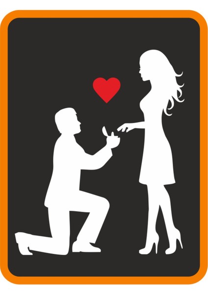 Kalpli Sevgiliye Teklif Oto Sticker Beyaz 24*20 cm 001