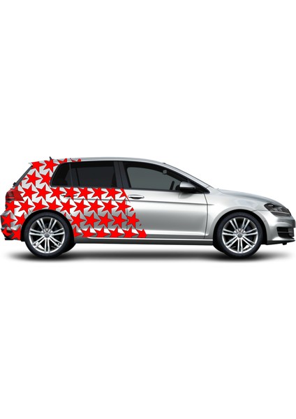 Yıldız Tasarım Arka Çamurluk Kaplama Oto Sticker Kırmızı 001