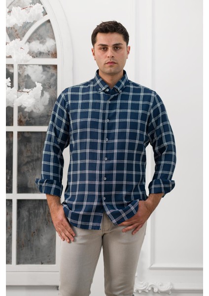 Slimfit Ekoseli Yaka Düğmeli Mevsimlik Kumaş Erkek Gömlek fiyatları