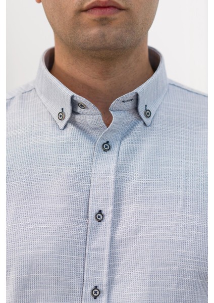 Slimfit Katlamalı Kol Hasırlı Armürlü Yaka Düğmeli Erkek Gömlek indirimleri