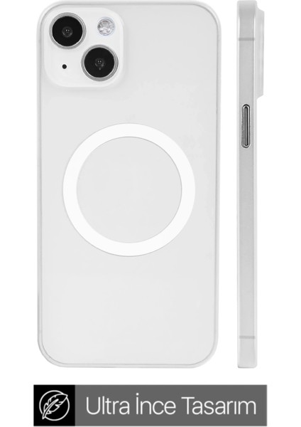 Apple iPhone 14 Telefon Kılıfı Magsafe Ultra Ince Beyaz