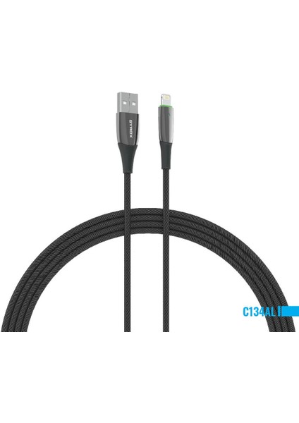 Metal Ledli 2.4A Iphone Lightning Şarj & Data Kablosu 1.2 Metre C134AL