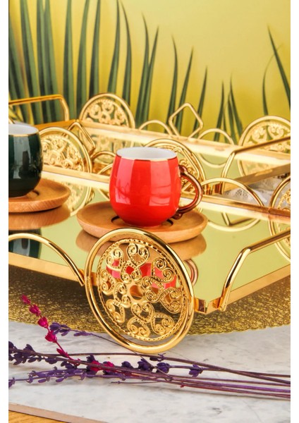 Otantik Gold Araba Desenli 1 Takım 2 Boy Lüks Sunumluk, Ikramlık , Hediyelik Tepsi