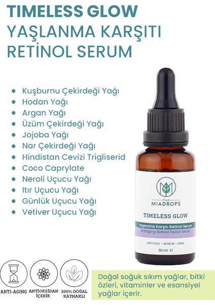 Timeless Glow Yaşlanma Karşıtı Retinol Serum – 30ml – Anti-aging Cilt Bakımı