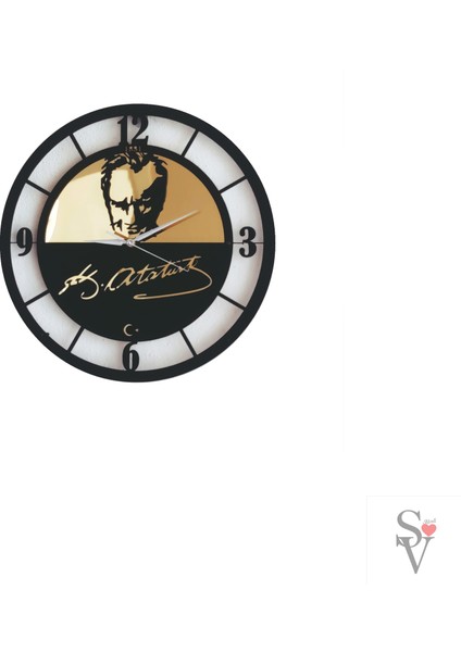 Atatürk Imzalı Metal Duvar Saati
