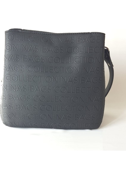 NS1311 Model Nas Bag Siyah Renk Gofraj Detaylı Kadın El ve Omuz Çantası