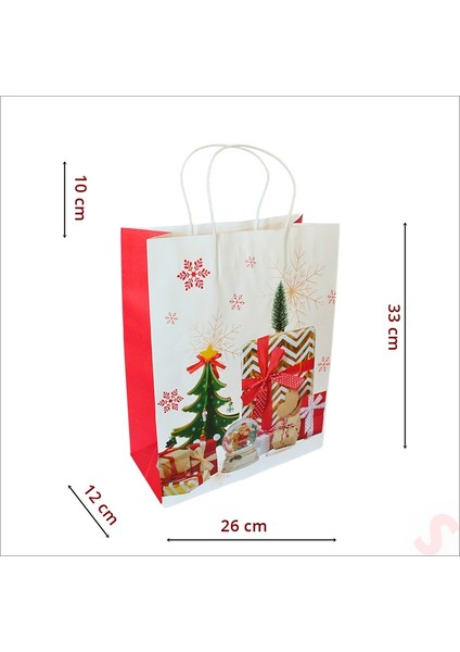 Beyaz Kraft Karton Çanta, 33 x 26 x 12 cm - 1 Adet
