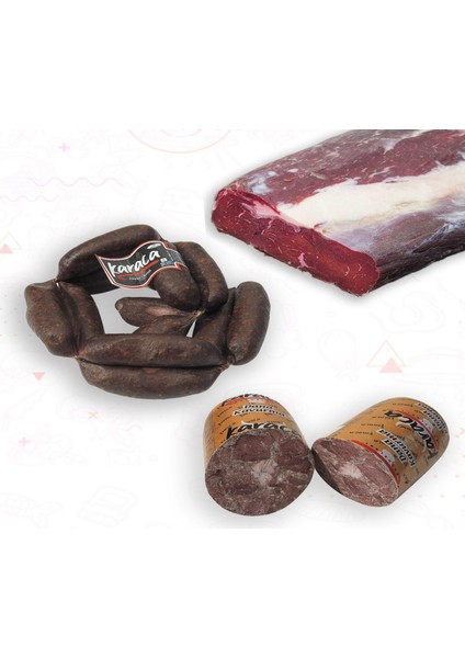 Yöresel Irişkin Sucuk 250 gr Sıfır Çemensiz Pastırma 250 gr Blok Dana Kavurma 250 gr