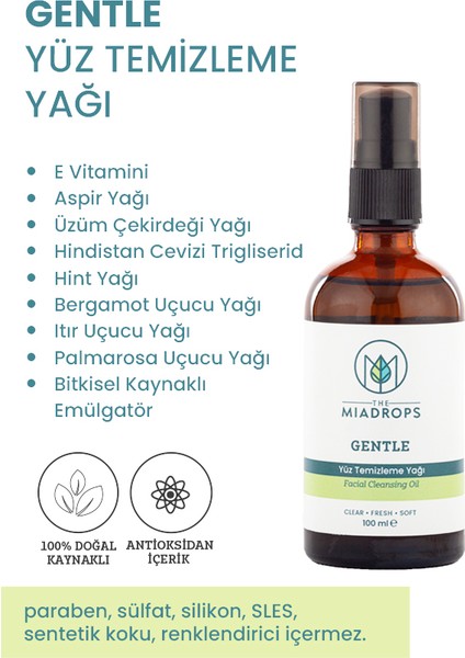 Gentle Durulanabilir Yüz Yıkama Yağı – 100 ml - Tüm Cilt Tipleri için Doğal Cilt Temizleyici