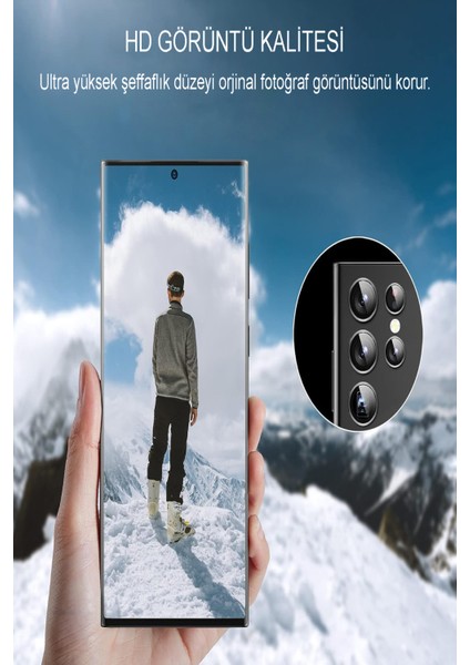 Caseworld Samsung Galaxy S23 Ultra Alüminyum Alaşım Temperli Cam Kamera Lens Koruyucu - Siyah fırsatları