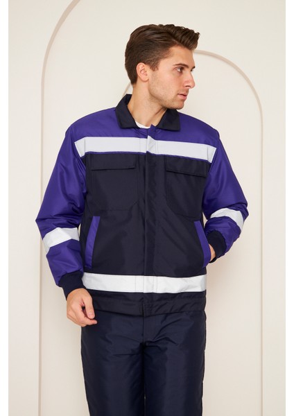 Saks Mavi Robalı Lacivert Soğuk Hava Mont Pantolon Takım Su ve Rüzgar İticili