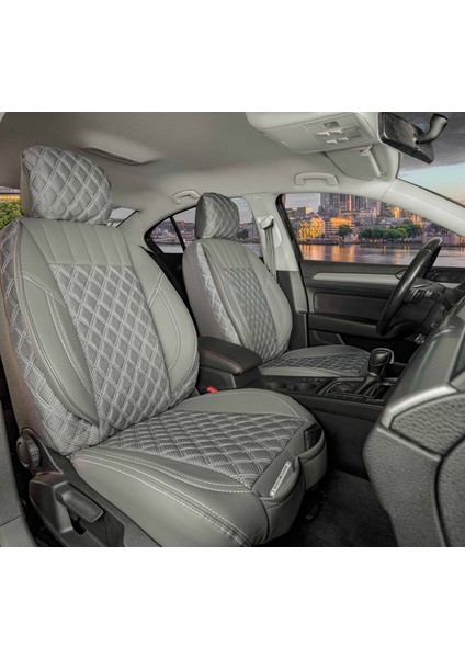hyundai Accent Uyumlu Yarı Deri Oto Koltuk Kılıfı Ön Arka Takım Füme Şhnlr