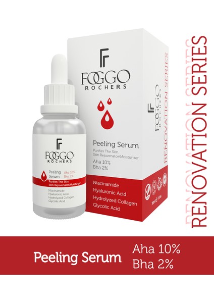 Peeling Cilt Yenileyici Serum, %10 Aha, %2 Bha, Niacinamide, Glycolic Acid, Defne Yaprağı, 30 ml