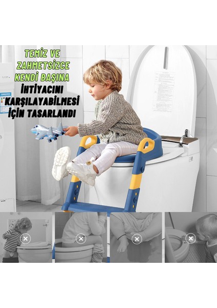 Çocuk Merdivenli Klozet Adaptörü Yükseklik Ayarlı Pratik Tuvalet Eğitici Klozet Oturak fiyatları