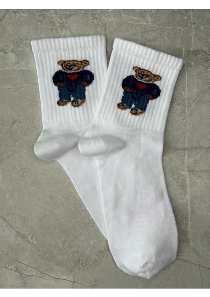 Sky Socks 4'Lü Teddy Bear Ayıcıklı Set Unisex Kokulu Tenis Kolej Çorap