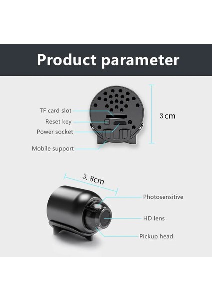 Wifi Mini Kamera + 32GB Kart (Gece Görüşlü - Uzaktan Izleme -Ses Dinleme- Kayıt Yapma) Şarjlı Değildir