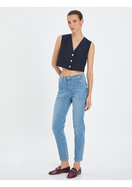 Normal Bel Kot Pantolon Düz Paça Pamuklu Cepli Normal Kesim - Eve Jean fiyatları