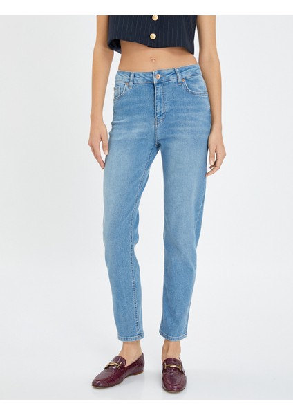 Normal Bel Kot Pantolon Düz Paça Pamuklu Cepli Normal Kesim - Eve Jean modelleri