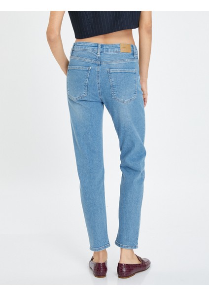 Normal Bel Kot Pantolon Düz Paça Pamuklu Cepli Normal Kesim - Eve Jean fırsatları