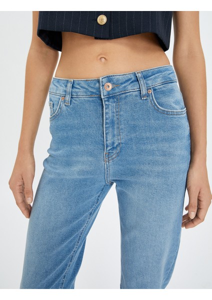 Normal Bel Kot Pantolon Düz Paça Pamuklu Cepli Normal Kesim - Eve Jean indirimleri