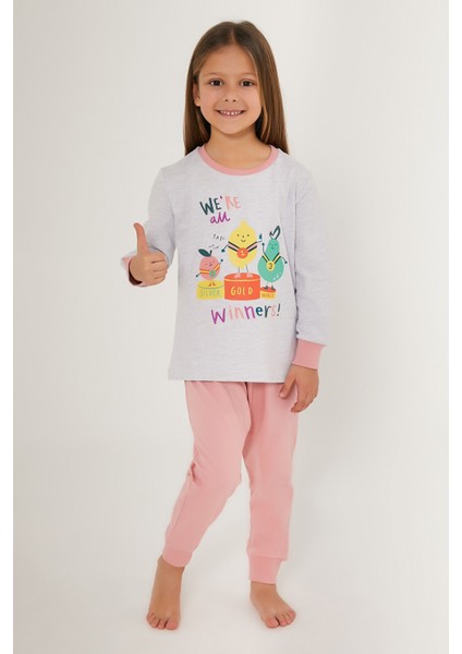 Winner Gri Kız Çocuk Uzun Kol Pijama Takım