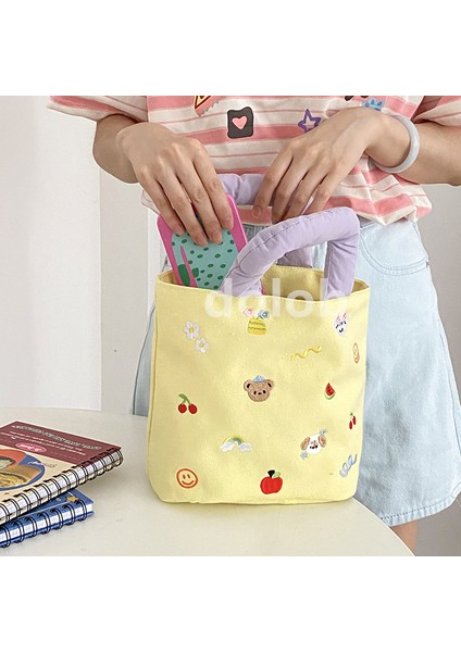 Kadınlar Için Niş El Tipi Kanvas Çanta, Sevimli Renk Uyumlu Işlemeli El Çantası, Kadın Bez Çanta (Yurt Dışından) fiyatları