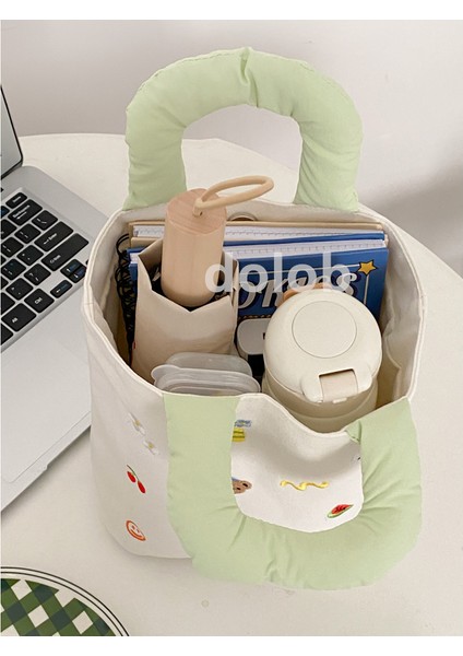 Kadınlar Için Niş El Tipi Kanvas Çanta, Sevimli Renk Uyumlu Işlemeli El Çantası, Kadın Bez Çanta (Yurt Dışından) modelleri