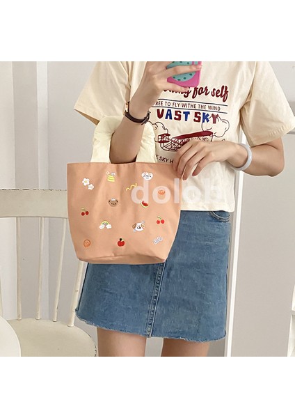 Kadınlar Için Niş El Tipi Kanvas Çanta, Sevimli Renk Uyumlu Işlemeli El Çantası, Kadın Bez Çanta (Yurt Dışından) fırsatları