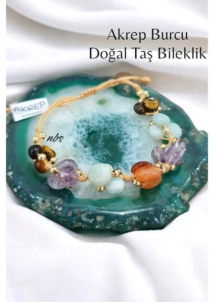 Akrep Burcu Doğal Taş Bileklik ( Ametist , Kaplan , Amazonit , Akik ) 520AKREPP777
