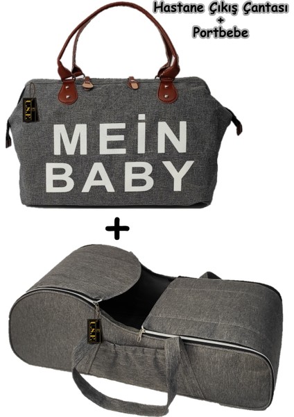 Portbebe Ana Kucağı Puset + Hastane Çıkışı Anne Bebek Bakım Çantası 2 Li Set
