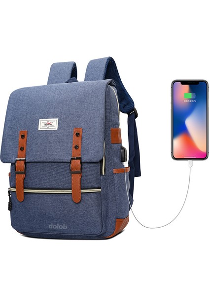 Erkekler ve Kadınlar Için Naylon Sırt Çantası, Büyük Kapasiteli USB Şarj Iş Moda Bilgisayar Sırt Çantası (Yurt Dışından)