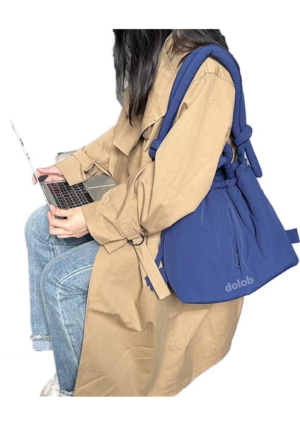 Naylon Sırt Çantası Kadın Aşağı Dolu Pamuklu Moda Öğrenci Okul Çantası Taşınabilir Kozmetik Çantası Rahat Omuz Çantası (Yurt Dışından)