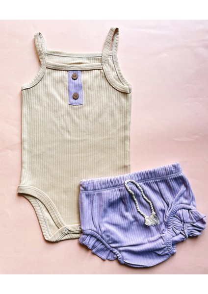 Alt Üst Takım Renkli Patlı Fırfırlı Şortlu Takım Yeşil fiyatları