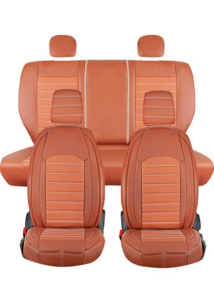 Dodge Nitro Uyumlu Lüks Deri Oto Koltuk Kılıfı Ön/arka 5li Set Original Tarçın
