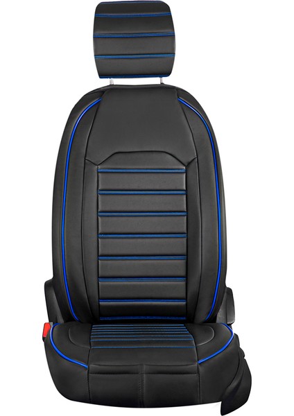 dacia Sandero Stepway Uyumlu Lüks Deri Oto Koltuk Kılıfı Ön/arka 5li Set Original Siyah-Mavi