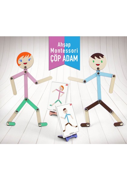 Kız Erkek Figür Ahşap Çöp Adam Montessori Yapboz Aktivite Eğitici Ahşap Oyuncak