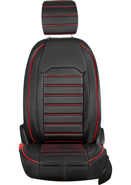 renault Modus Uyumlu Lüks Deri Oto Koltuk Kılıfı Ön/arka 5li Set Original Siyah-Kırmızı